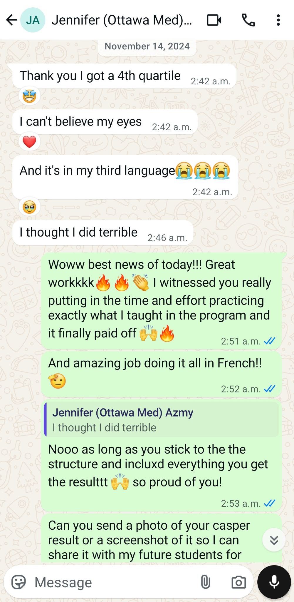 Message from Jennifer