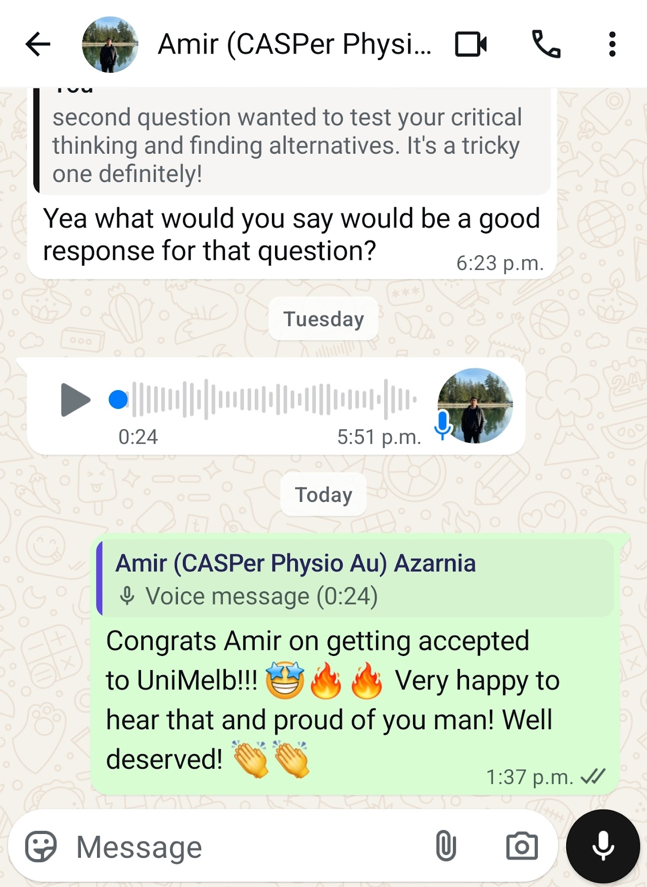 Message from Amir